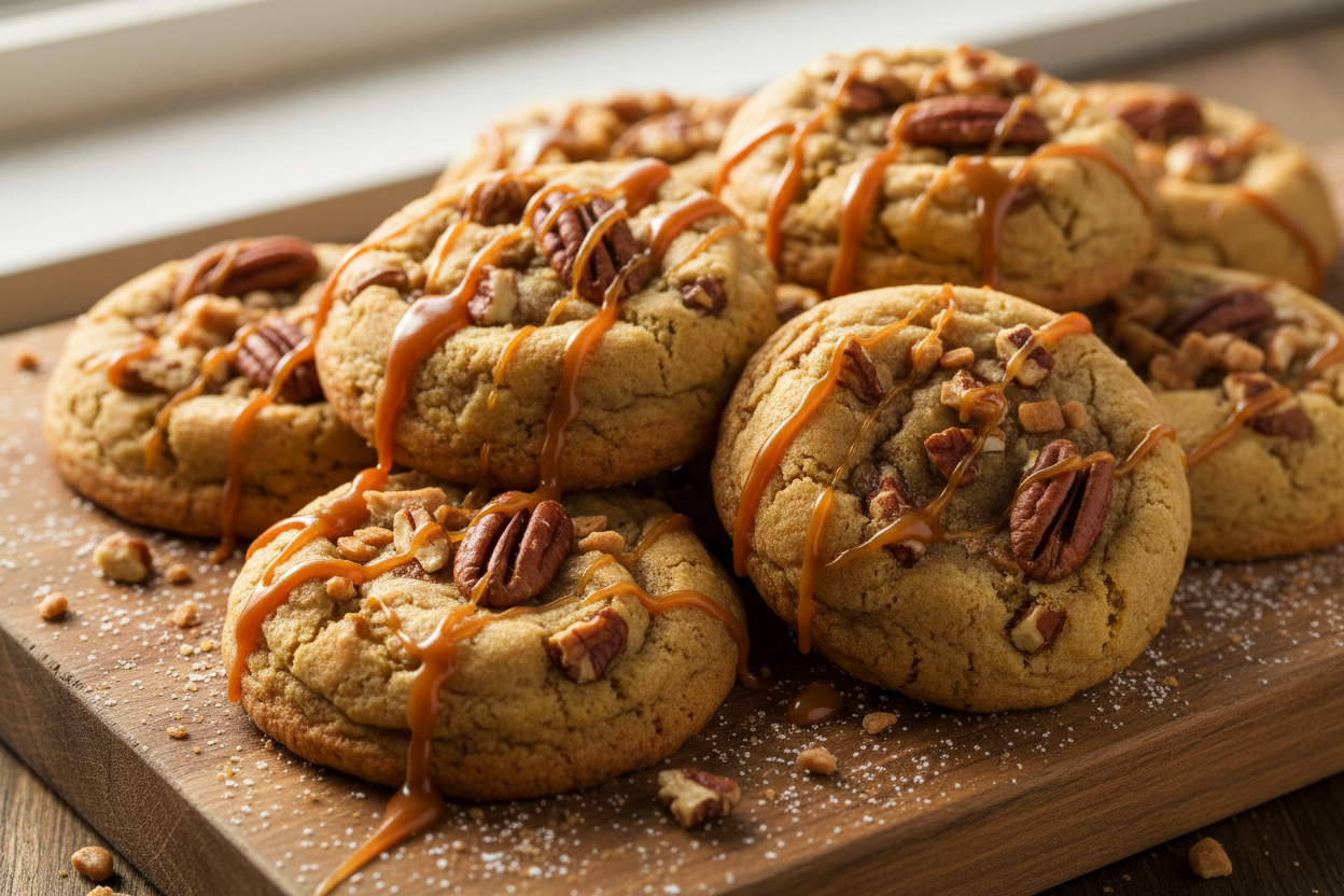 Brown Butter Caramel Toffee Pecan Cookies
